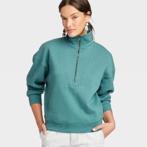 Womens quarter zip sweatshirt turquoise size mediums NWOT